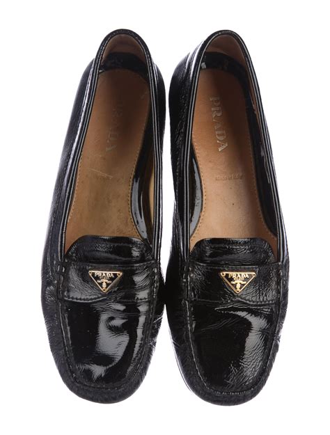 prada metallic leather loafers|prada patent leather loafers women's.